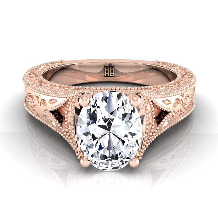 Janis Select Vintage Solitaire Oval Lab Diamond Engagement Ring in 14K Rose Gold | RockHer