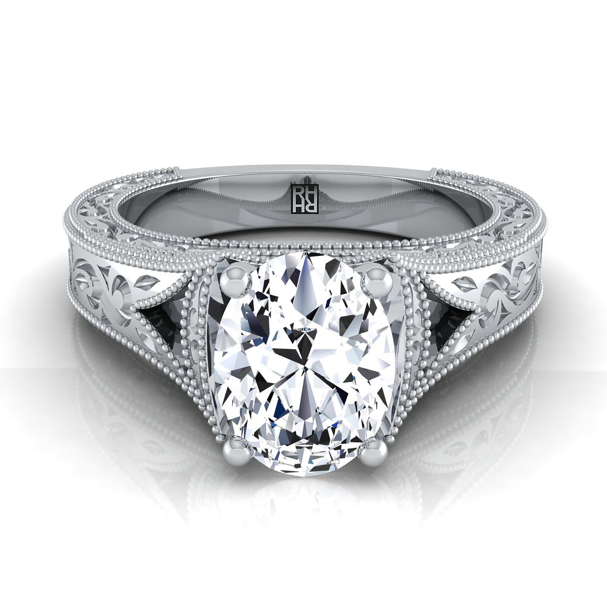 Janis Select Vintage Solitaire Oval Lab Diamond Engagement Ring in 18K White Gold | RockHer