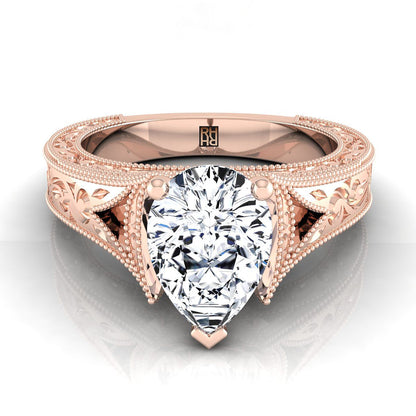 The Janis Select Vintage Solitaire Engagement Ring with Lab Diamond in 14K Rose Gold - view 1