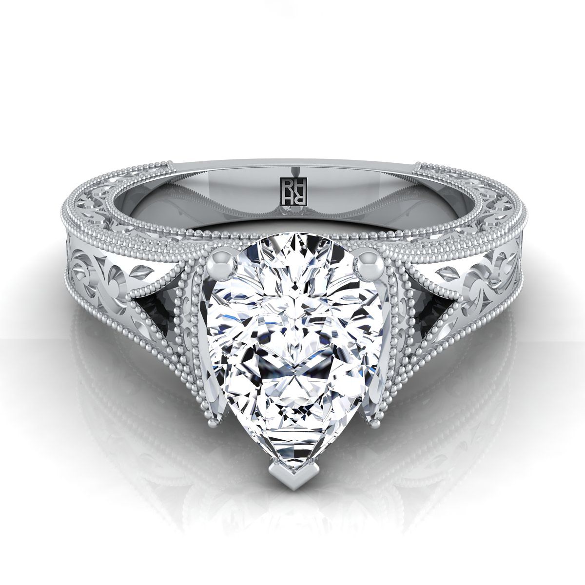 The Janis pear engagement ring setting in Platinum | RockHer