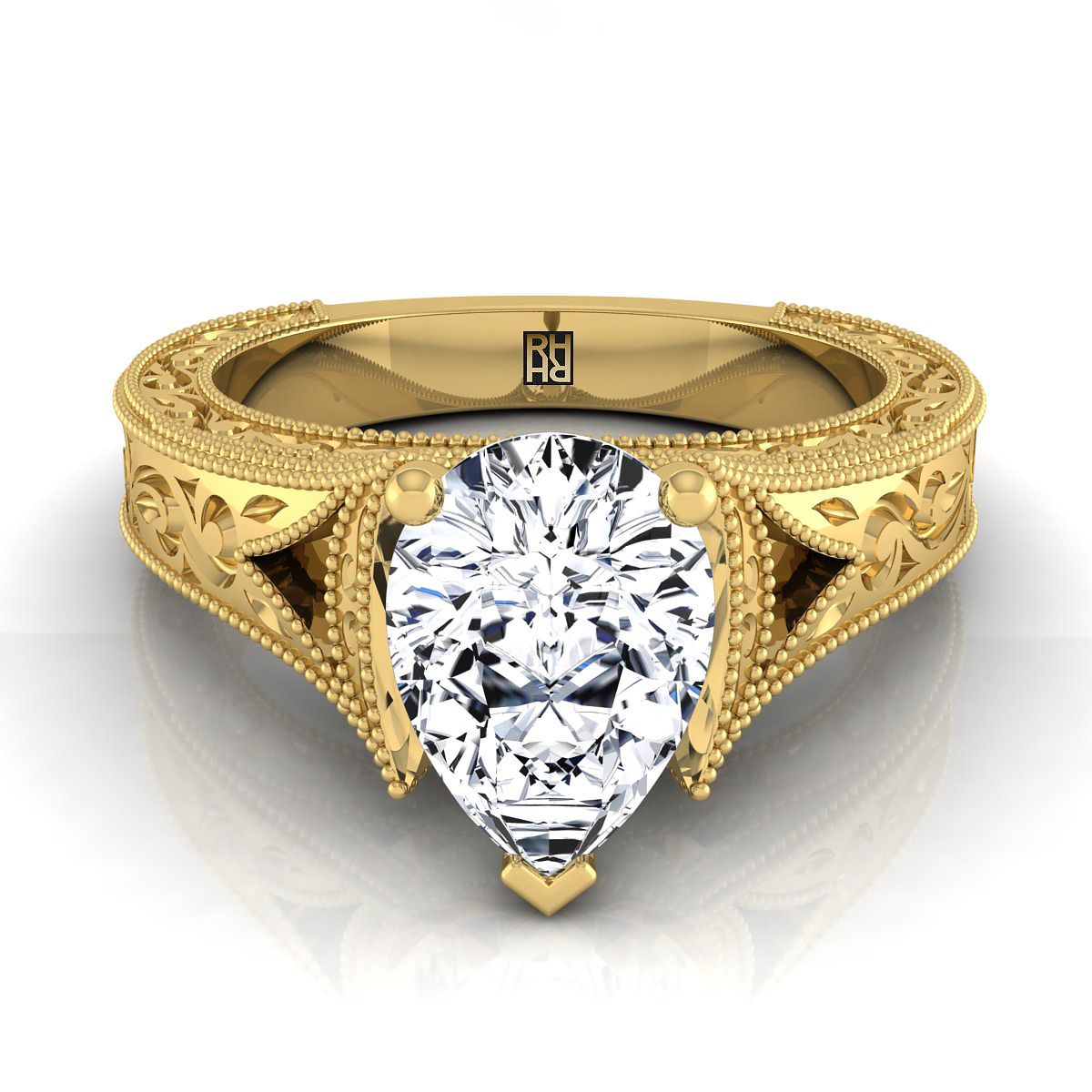 Janis Select Vintage Solitaire Pear Lab Diamond Engagement Ring in 18K Yellow Gold | RockHer