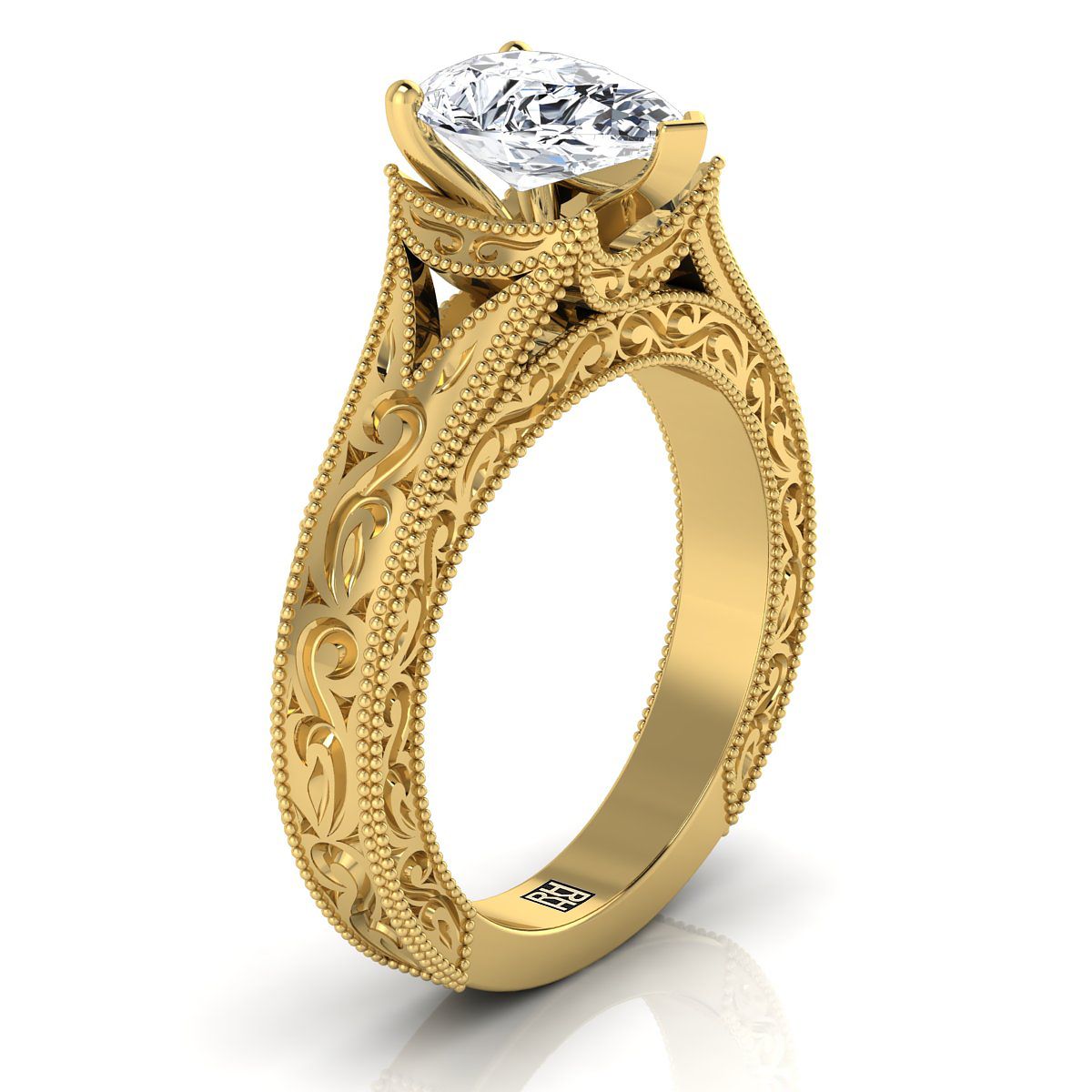 Made to order: The Janis pear engagement ring setting in 18K Yellow Gold | RockHer