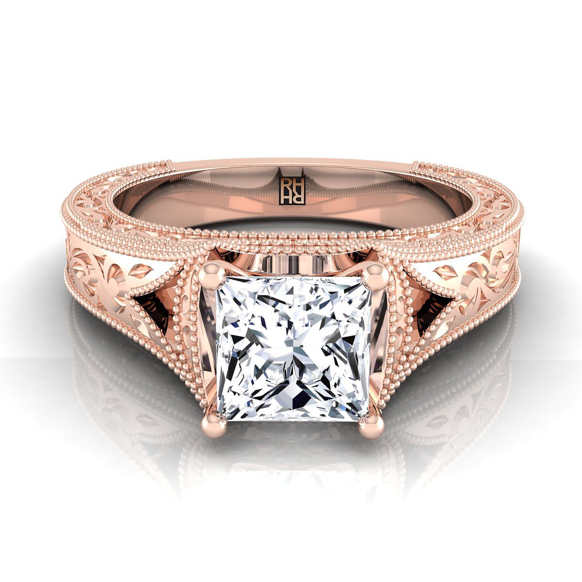 The Janis princess engagement ring setting in 14K Rose Gold | RockHer