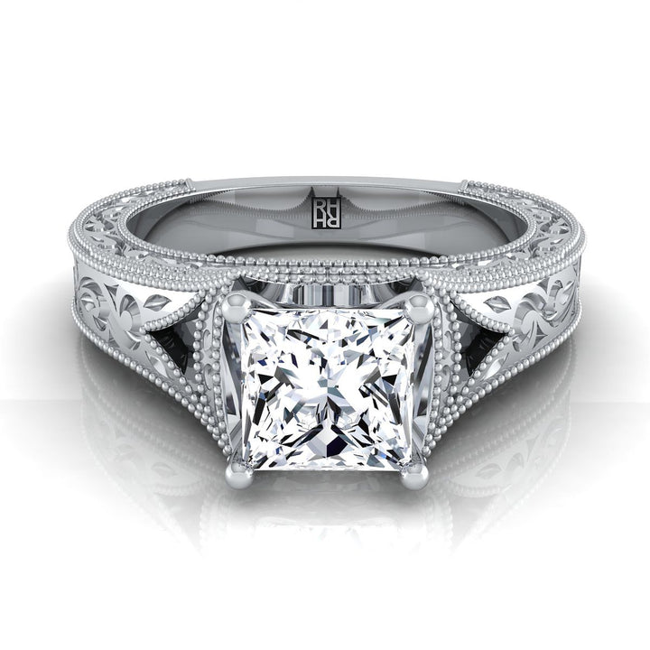 The Janis Select Vintage Solitaire Engagement Ring with Lab Diamond in 18K White Gold - view 1