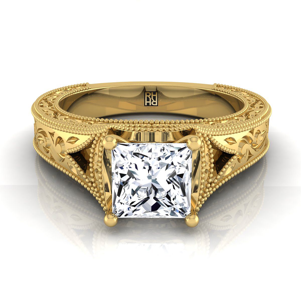 The Janis princess engagement ring setting in 18K Yellow Gold | RockHer