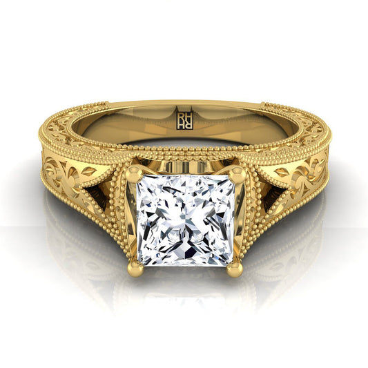 The Janis Select Vintage Solitaire Engagement Ring with Lab Diamond in 18K Yellow Gold - view 1