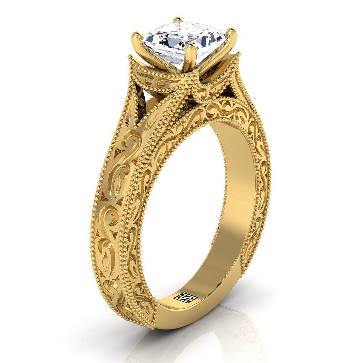 Select Vintage Solitaire styling on The Janis princess engagement ring setting | RockHer