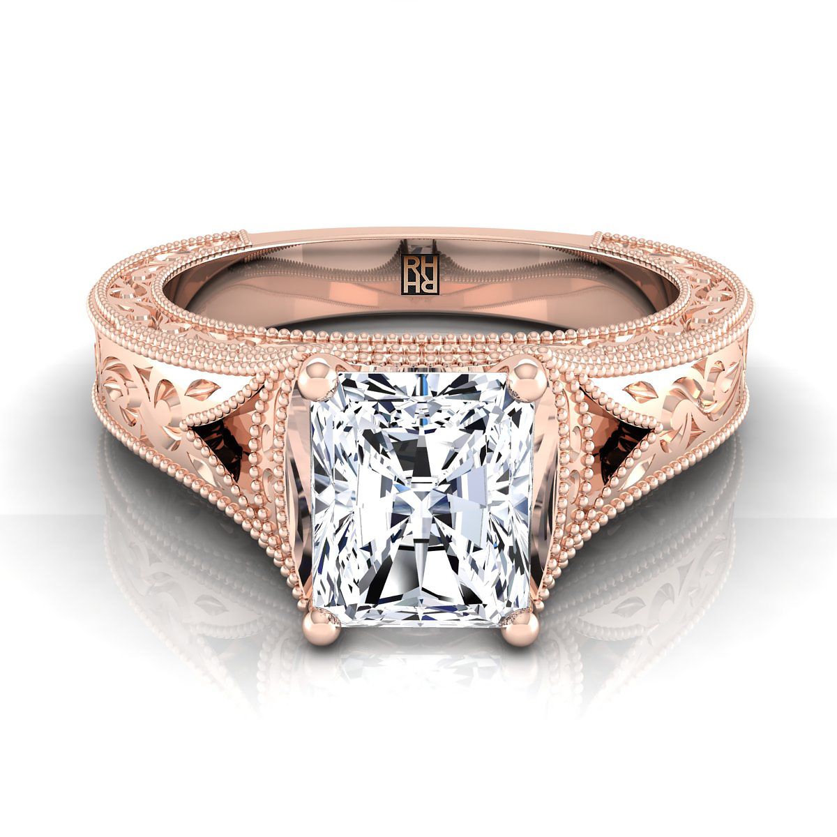 The Janis radiant engagement ring setting in 14K Rose Gold | RockHer