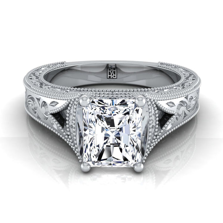 The Janis Select Vintage Solitaire Radiant Cut Lab Diamond Engagement Ring in Platinum