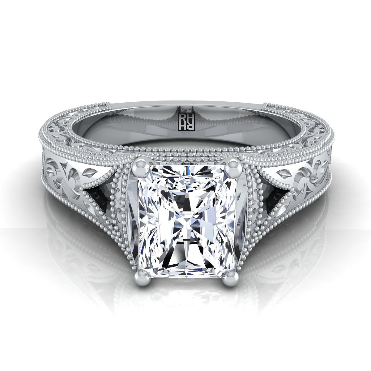 The Janis radiant engagement ring setting in 18K White Gold | RockHer