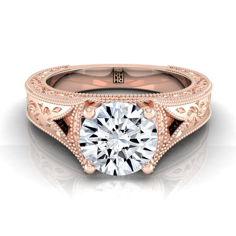 The Janis Select Vintage Solitaire Round Lab Diamond Engagement Ring in 14K Rose Gold