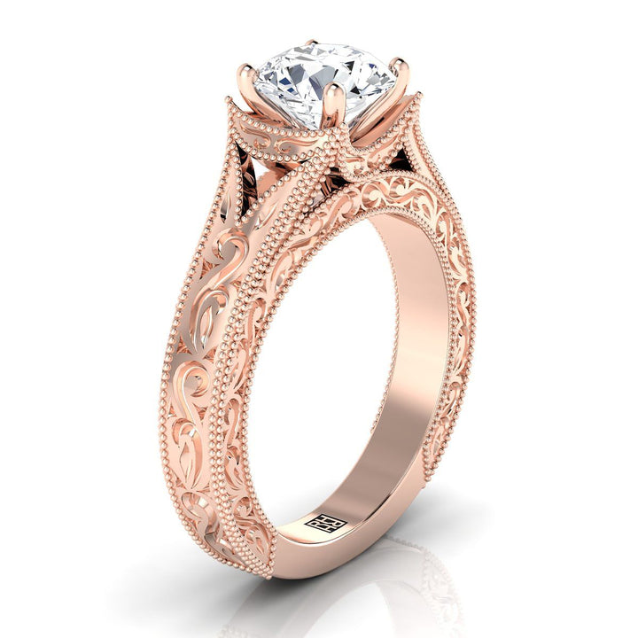 The Janis Select Vintage Solitaire Engagement Ring with Lab Diamond in 14K Rose Gold - view 2