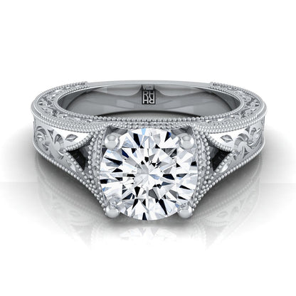 Janis Select Vintage Solitaire Round Lab Diamond Engagement Ring in Platinum | RockHer