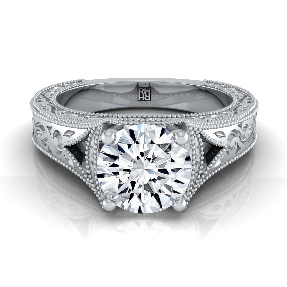 Janis Select Vintage Solitaire Round Lab Diamond Engagement Ring in 18K White Gold | RockHer