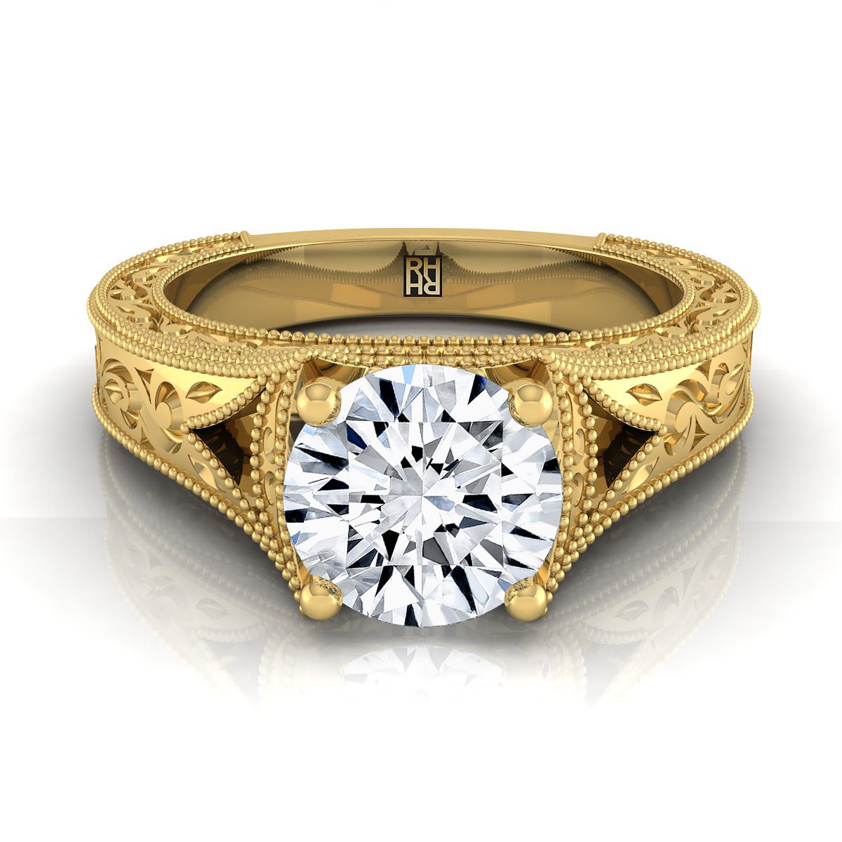 Janis Select Vintage Solitaire Round Lab Diamond Engagement Ring in 18K Yellow Gold | RockHer