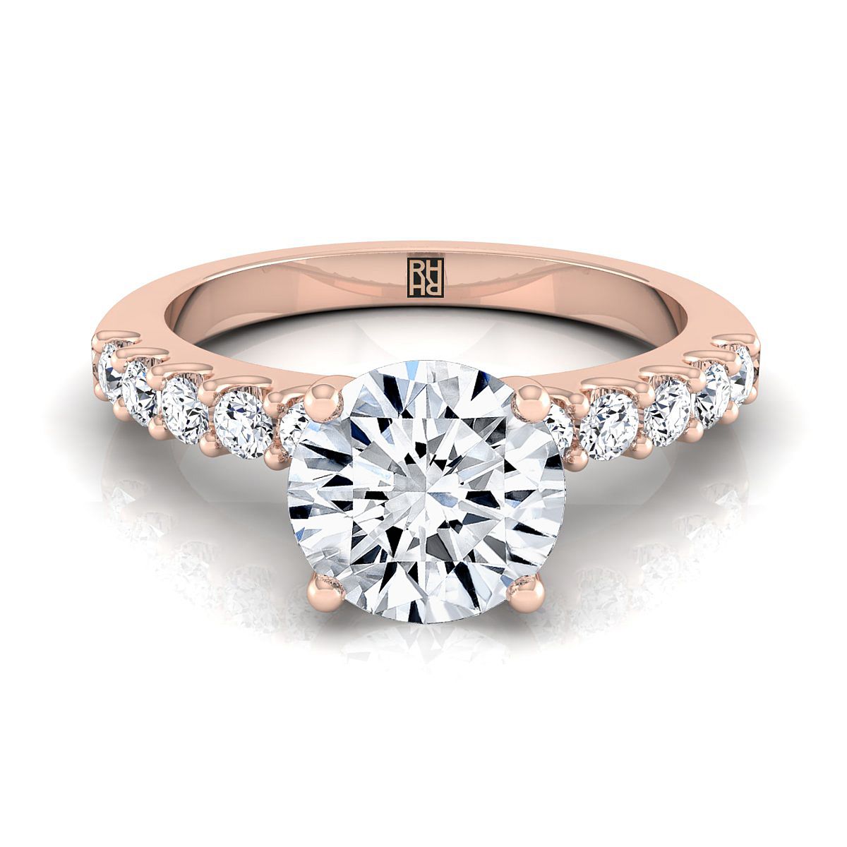 Olivia Select Pavé Round Lab Diamond Engagement Ring in 14K Rose Gold | RockHer