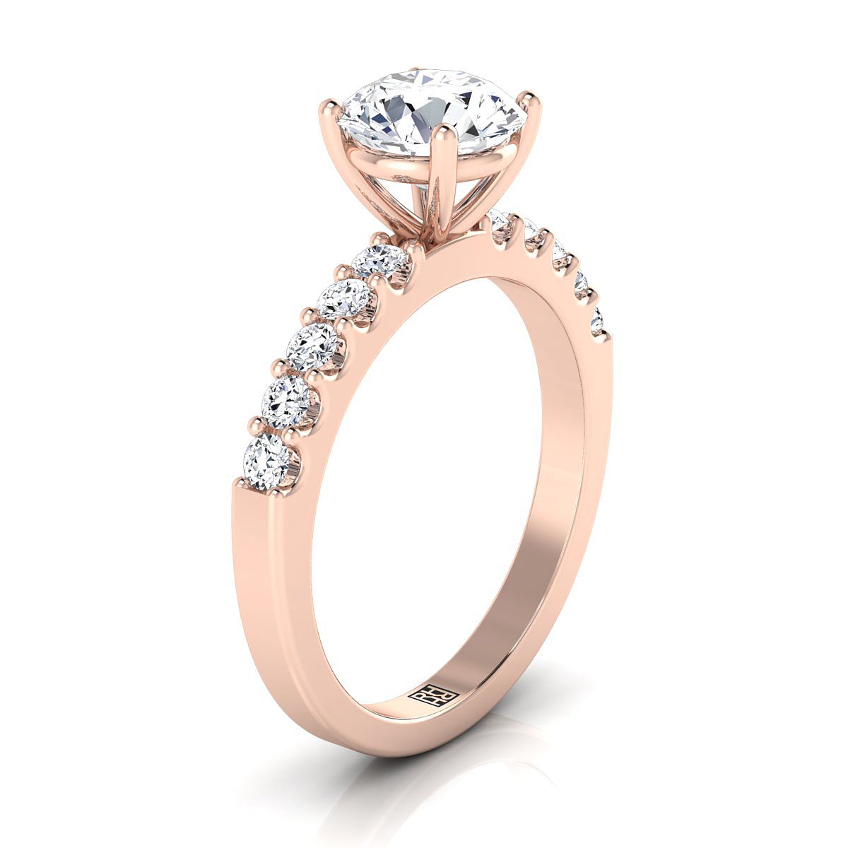 RockHer atelier photo of The Olivia round engagement ring setting in 14K Rose Gold
