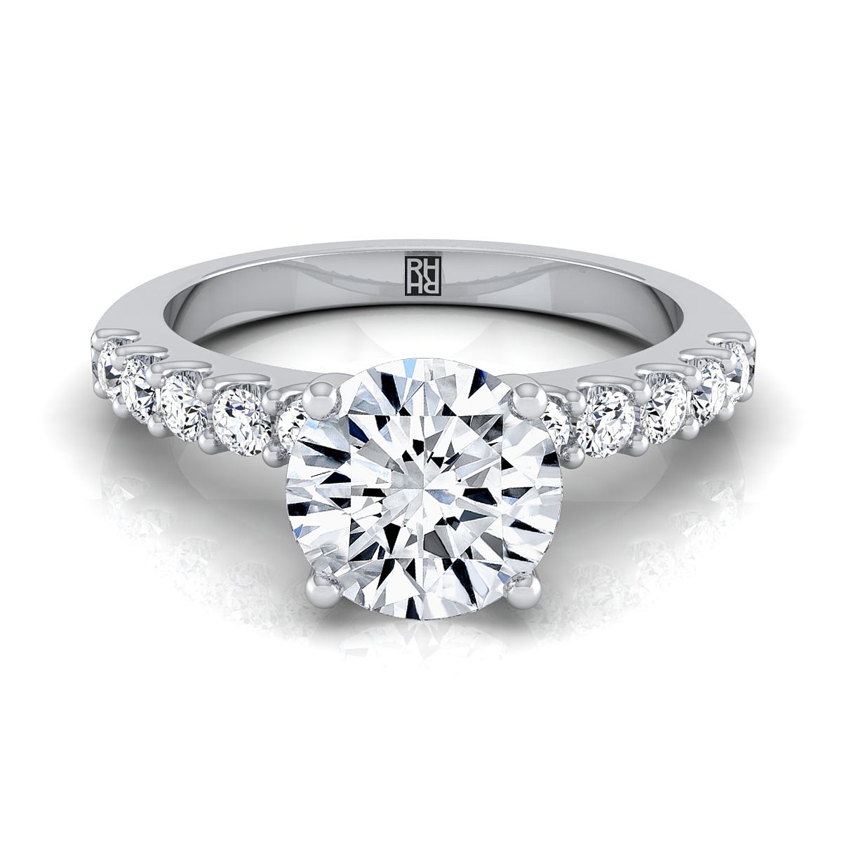 Olivia Select Pavé Round Lab Diamond Engagement Ring in 18K White Gold | RockHer