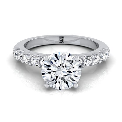 Olivia Select classic shared prong linear pavé round ring in 14K White Gold — view — RockHer