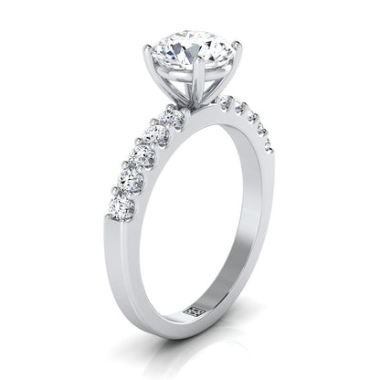 Olivia Select classic shared prong linear pavé round ring in 14K White Gold — view — RockHer