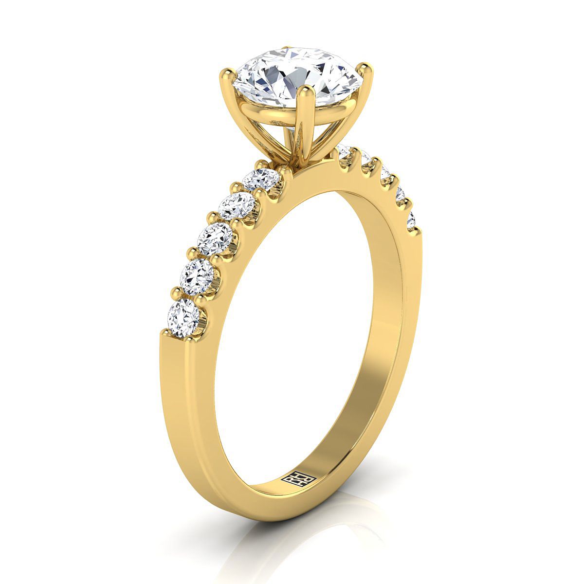 RockHer atelier photo of The Olivia round engagement ring setting in 18K Yellow Gold