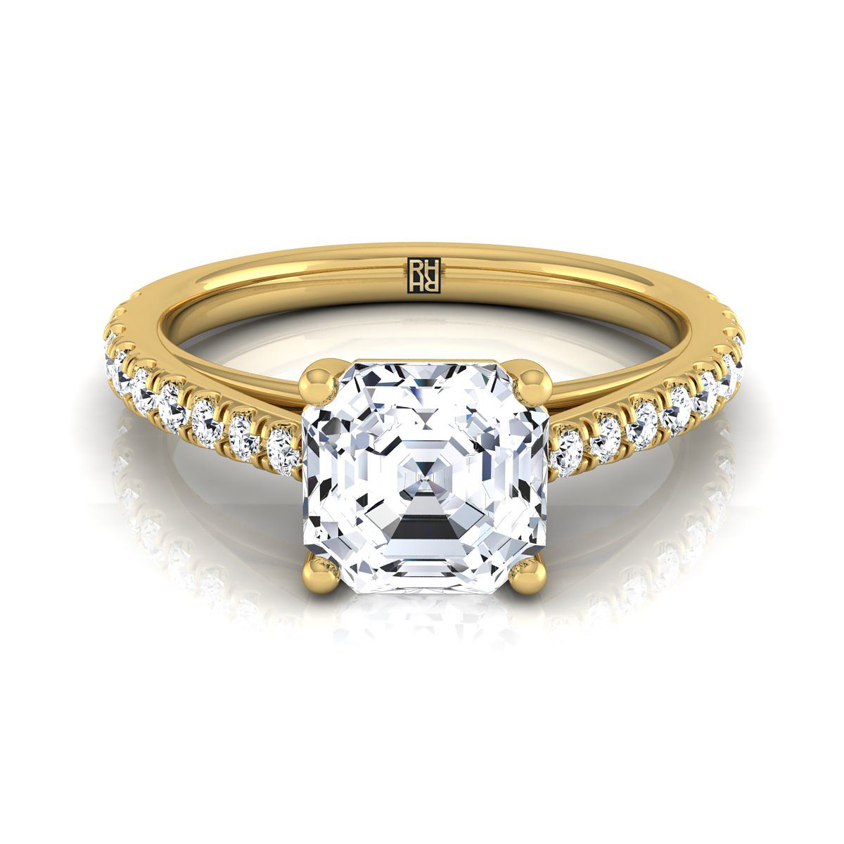 Donna Select Cathedral Asscher Cut Lab Diamond Engagement Ring in 18K Yellow Gold | RockHer