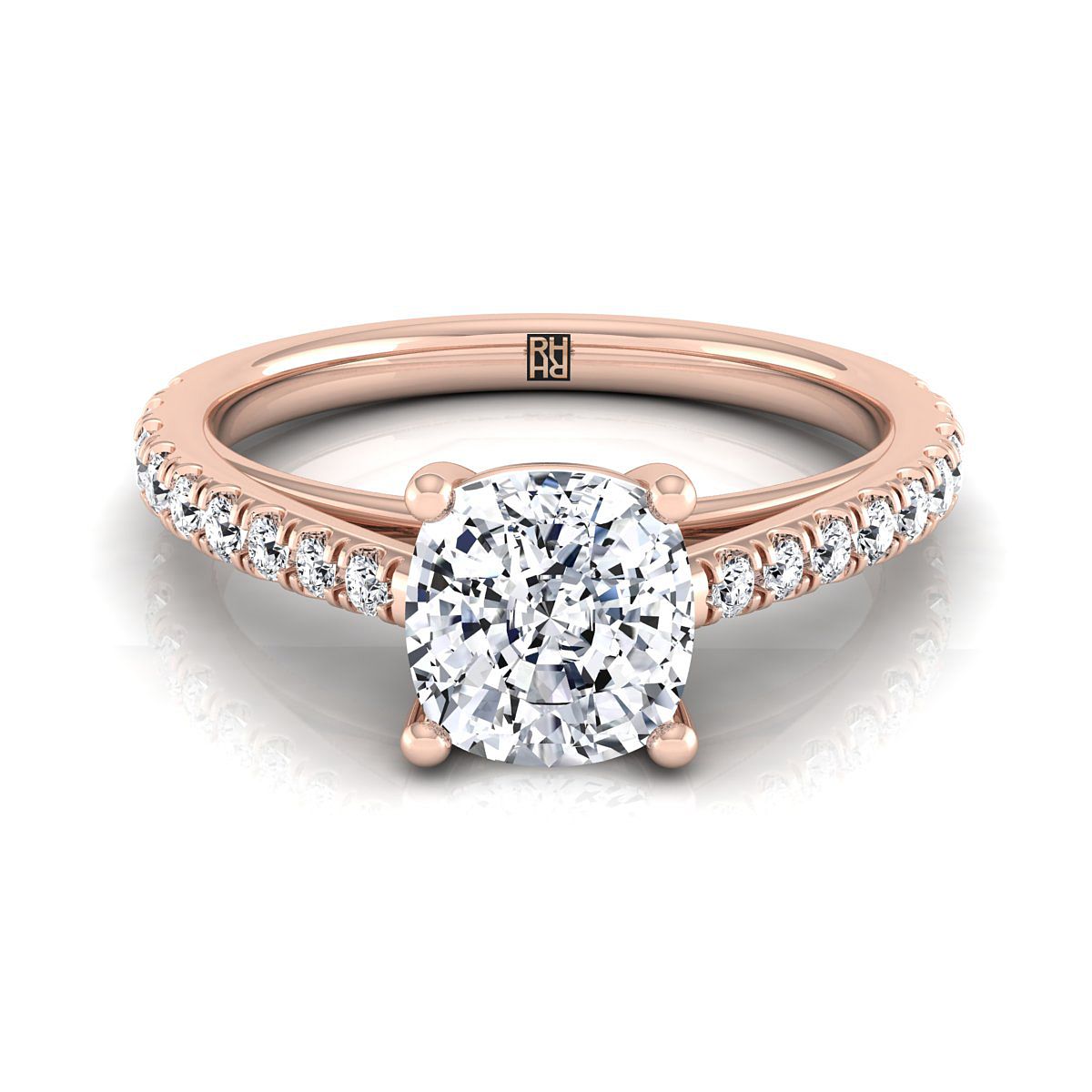 Donna Select Cathedral Cushion Cut Lab Diamond Engagement Ring in 14K Rose Gold | RockHer