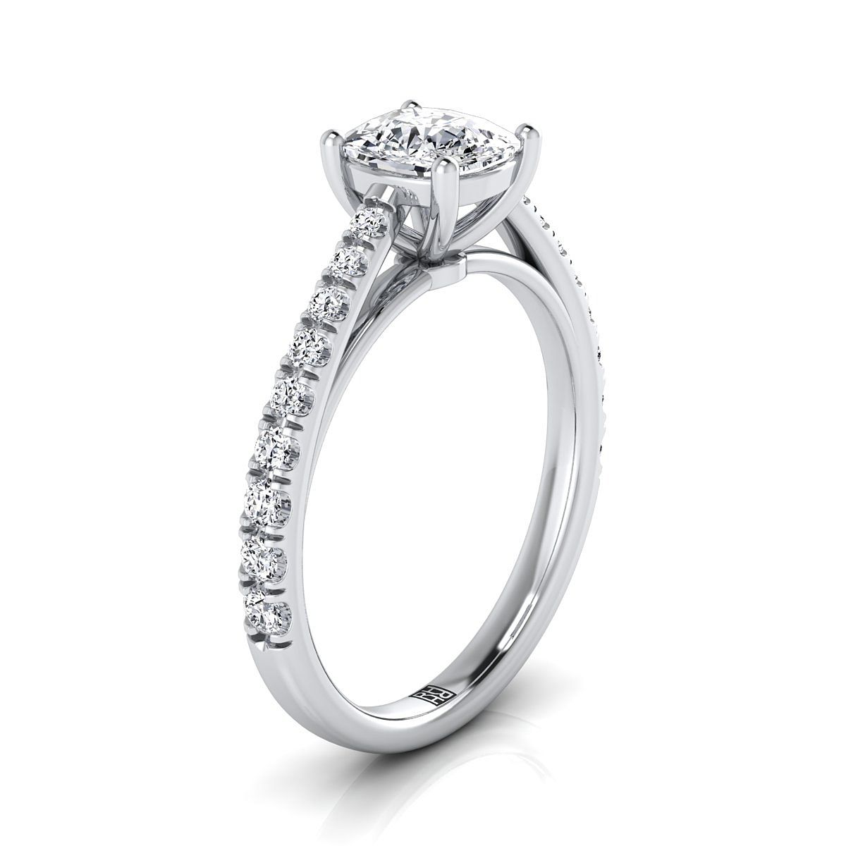 RockHer atelier photo of The Donna cushion engagement ring setting in Platinum
