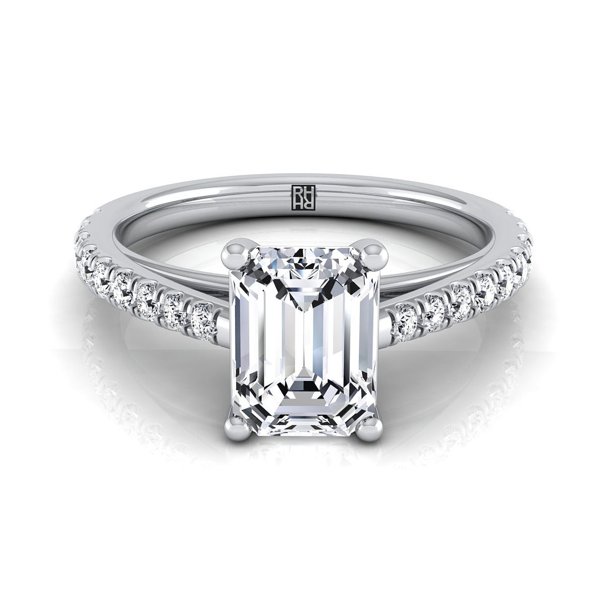 Donna Select Cathedral Emerald Cut Lab Diamond Engagement Ring in Platinum | RockHer