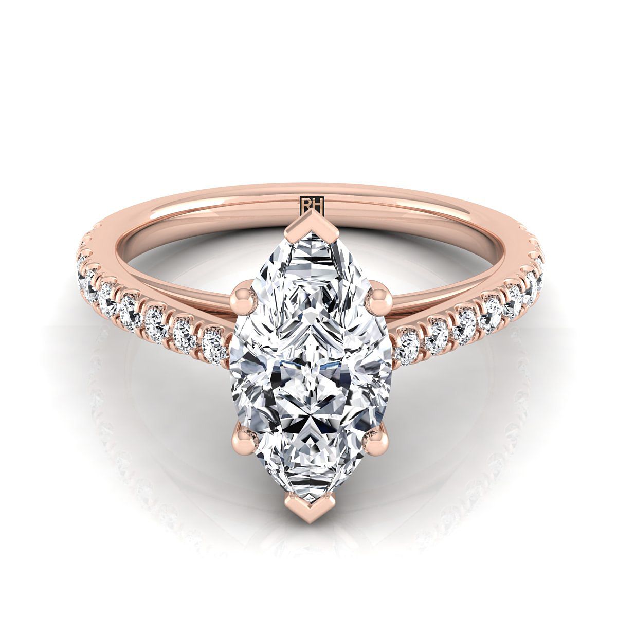 Donna Select Cathedral Marquise Lab Diamond Engagement Ring in 14K Rose Gold | RockHer