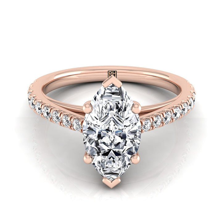 Donna Select Cathedral Marquise Lab Diamond Engagement Ring in 14K Rose Gold | RockHer