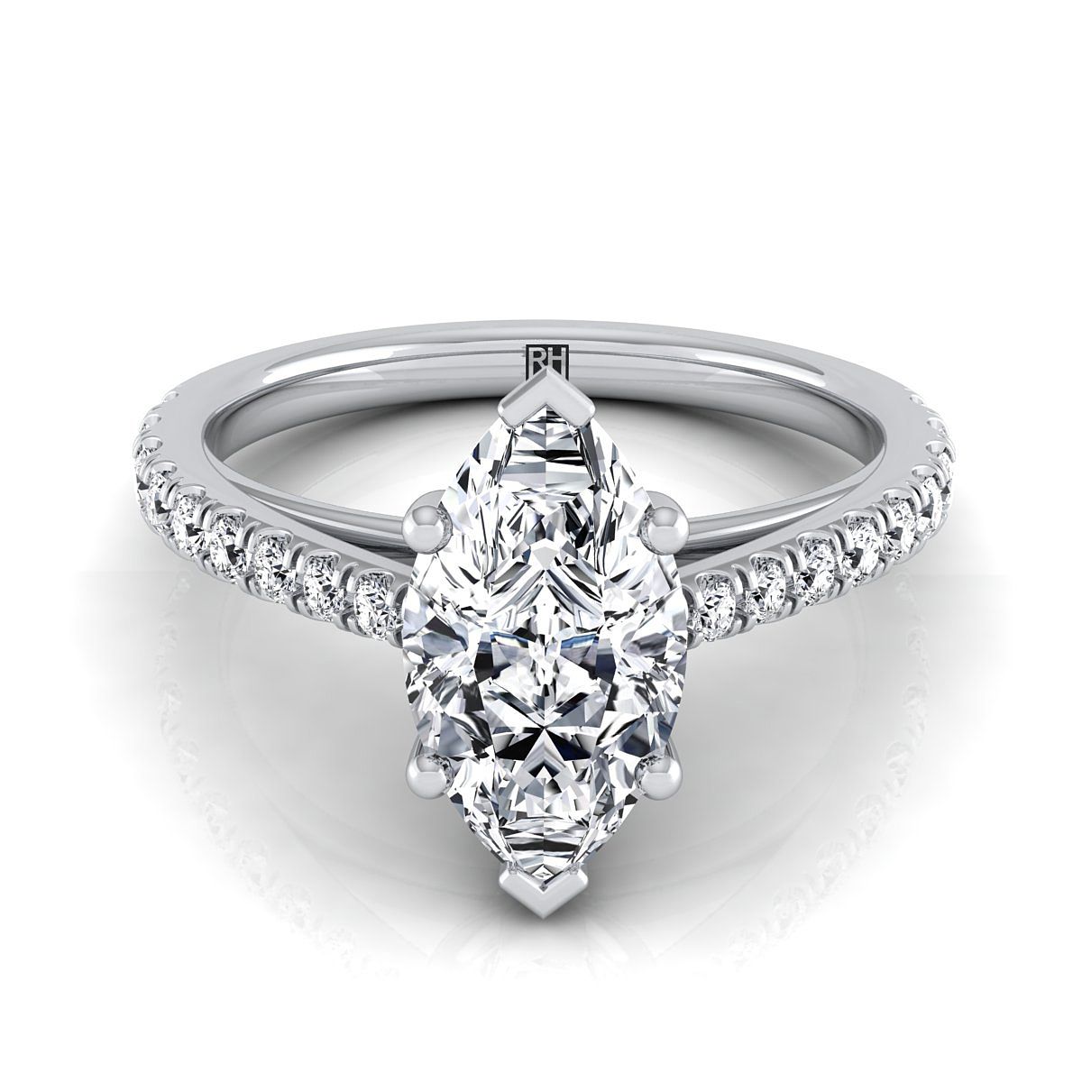 Donna Select Cathedral Marquise Lab Diamond Engagement Ring in 18K White Gold | RockHer