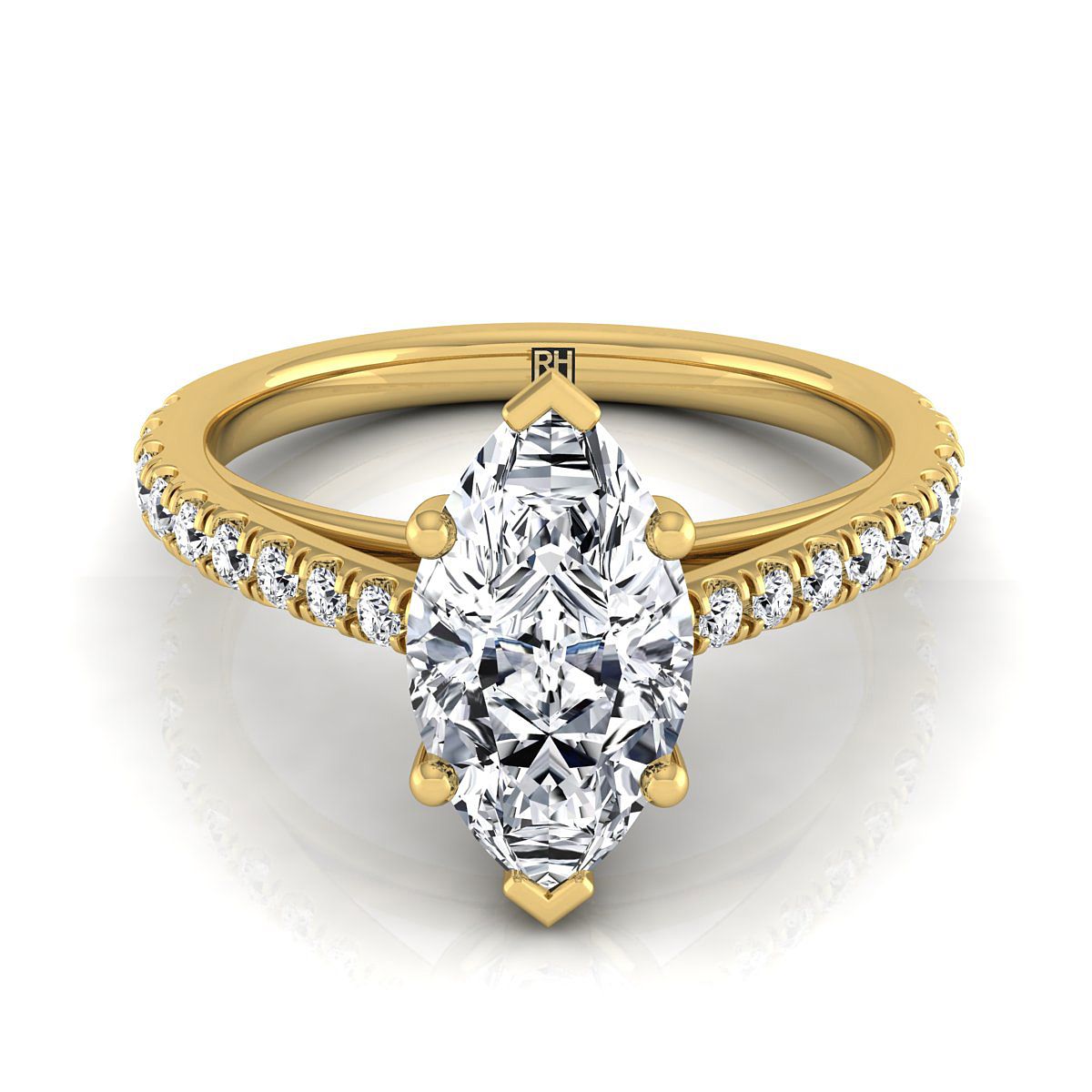 Donna Select Cathedral Marquise Lab Diamond Engagement Ring in 18K Yellow Gold | RockHer