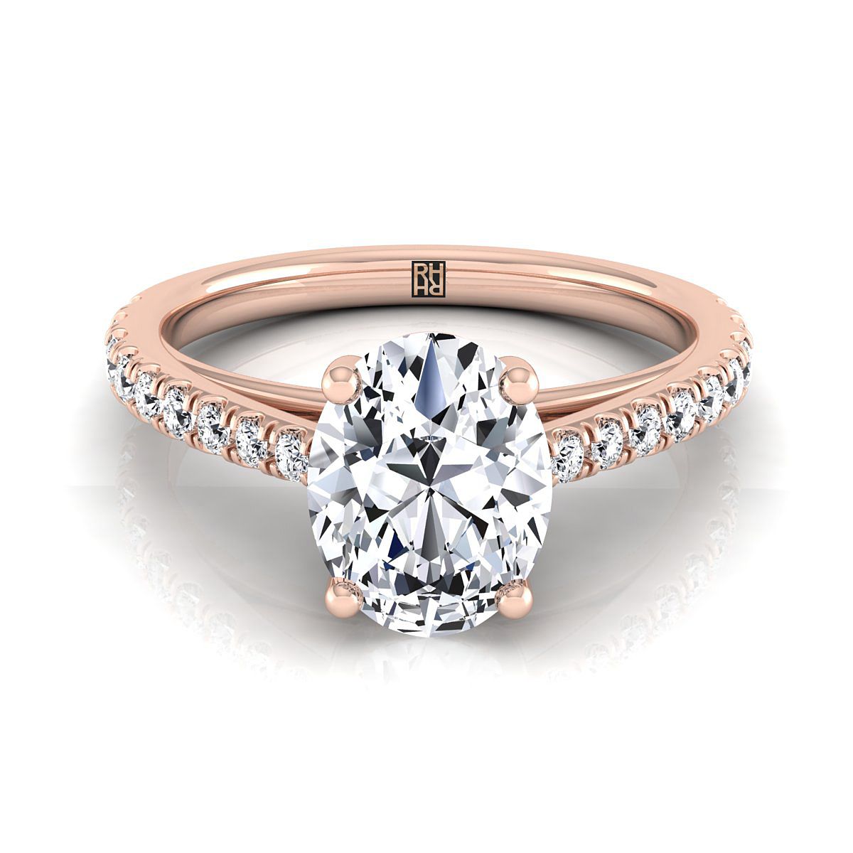 Donna Select Cathedral Oval Lab Diamond Engagement Ring in 14K Rose Gold | RockHer
