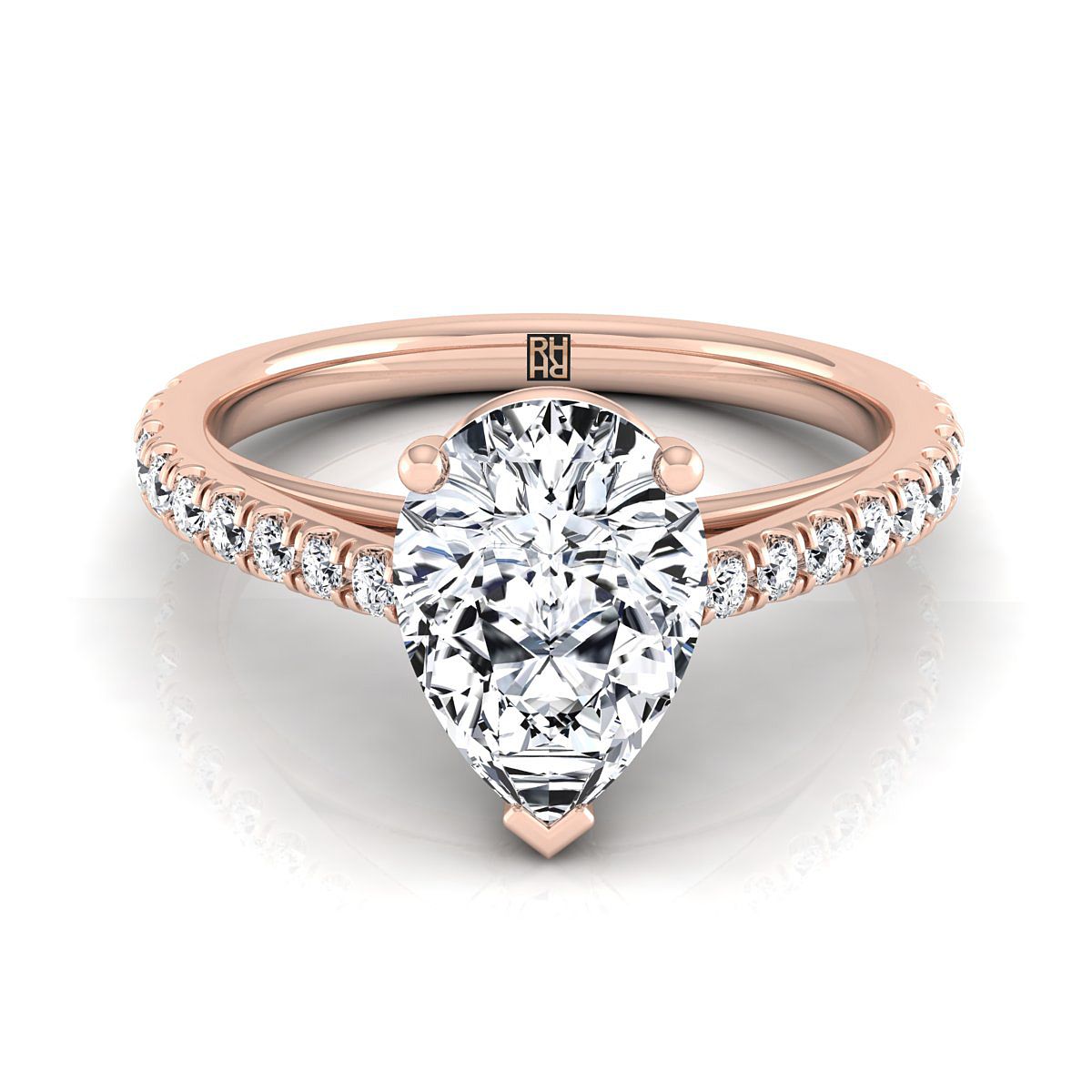 The Donna pear engagement ring setting in 14K Rose Gold | RockHer