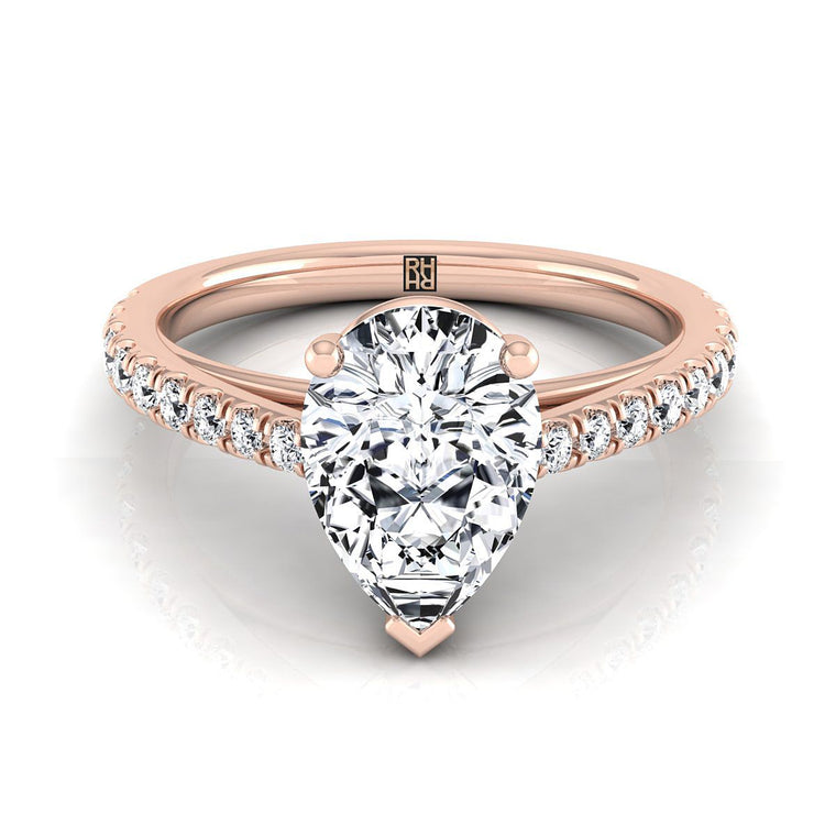 The Donna Select Cathedral Pear Lab Diamond Engagement Ring in 14K Rose Gold