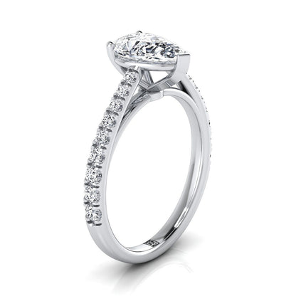 Donna Select Cathedral Pear Lab Diamond Engagement Ring in 18K White Gold | RockHer