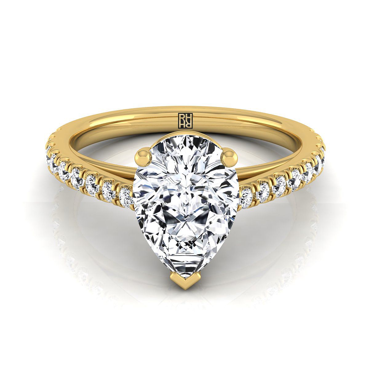 Donna Select Cathedral Pear Lab Diamond Engagement Ring in 18K Yellow Gold | RockHer