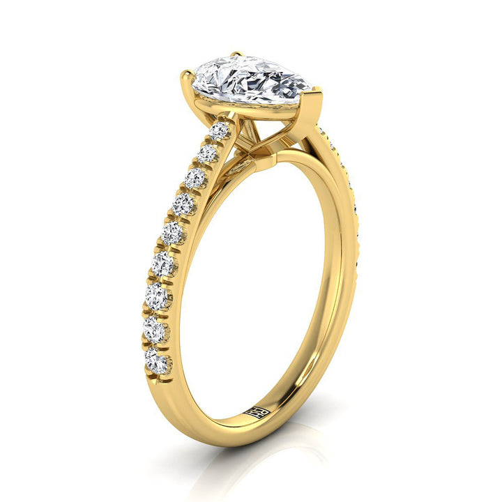 Donna Select Cathedral Pear Lab Diamond Engagement Ring in 18K Yellow Gold | RockHer