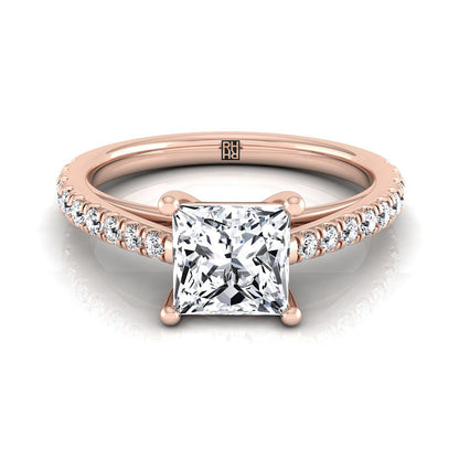 The Donna Select Cathedral Engagement Ring with Lab Diamond in 14K Rose Gold - view 1