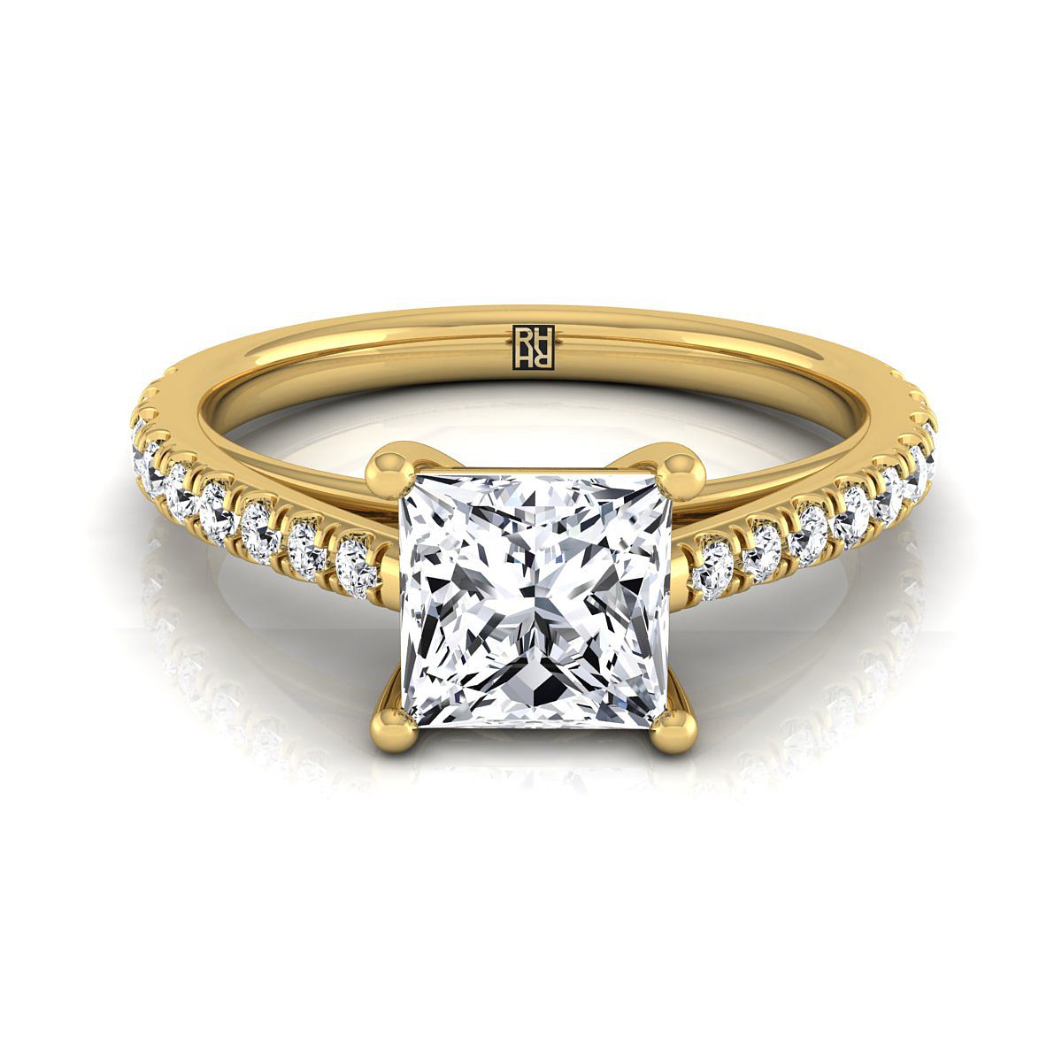 Donna Select Cathedral Princess Cut Lab Diamond Engagement Ring in 18K Yellow Gold | RockHer