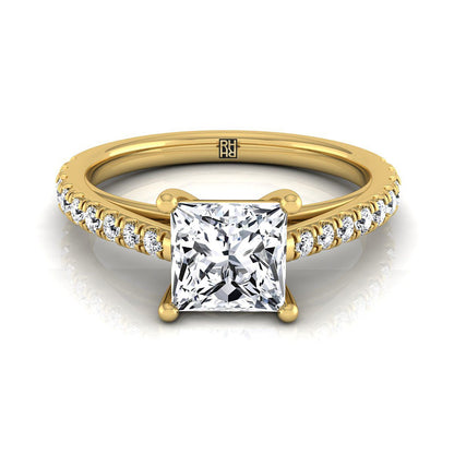 Donna Select Cathedral Princess Cut Lab Diamond Engagement Ring in 18K Yellow Gold | RockHer