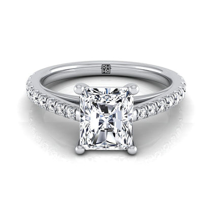 Cathedral French Pavé Solitaire Radiant, in Platinum, pave setting – view 8 | RockHer