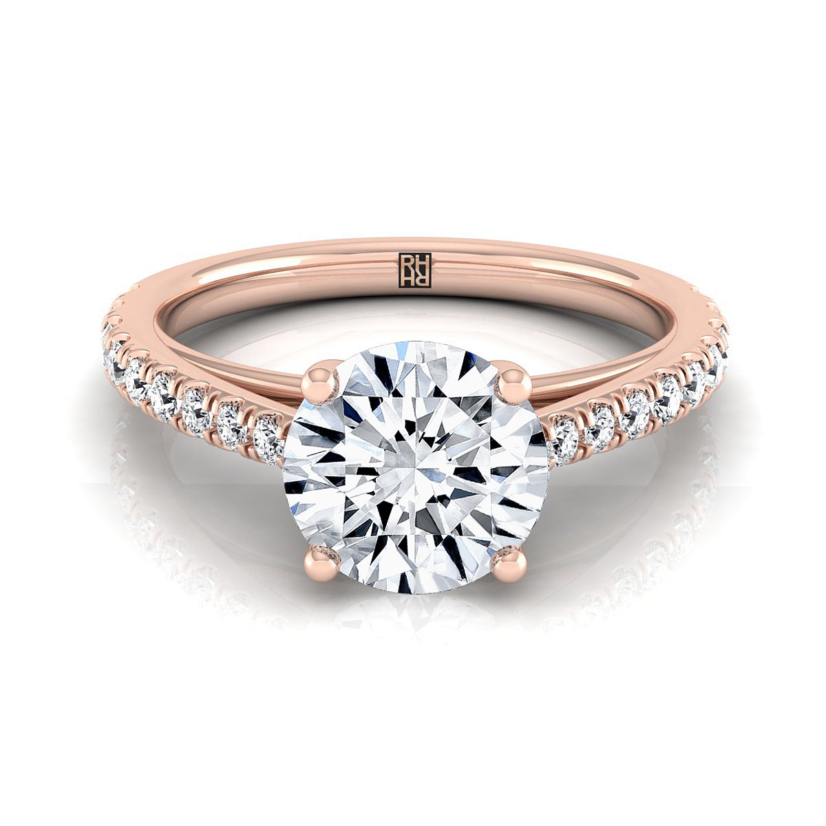 Donna Select Cathedral Round Lab Diamond Engagement Ring in 14K Rose Gold | RockHer