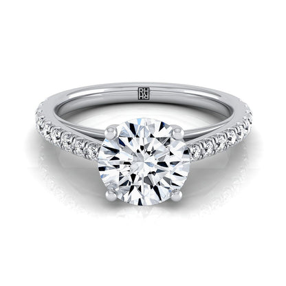 Donna Select Cathedral French Pavé Solitaire Round Lab Diamond Engagement Ring in Platinum | RockHer
