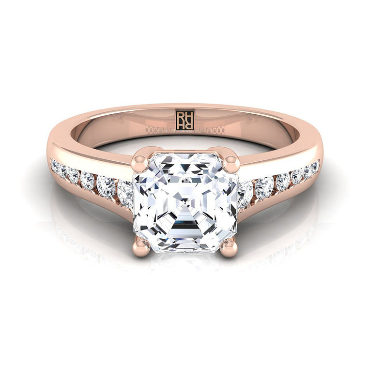 The Stevie Contemporary Channel Asscher Cut Engagement Ring Setting in 14K Rose Gold
