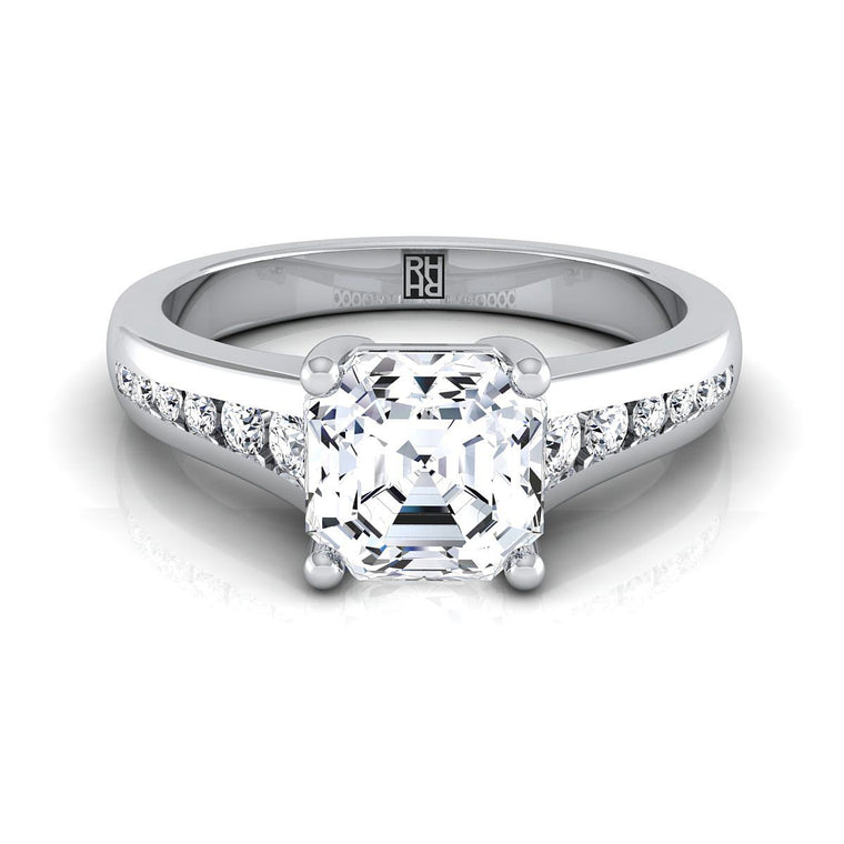 The Stevie Select Channel Set Asscher Cut Lab Diamond Engagement Ring in Platinum