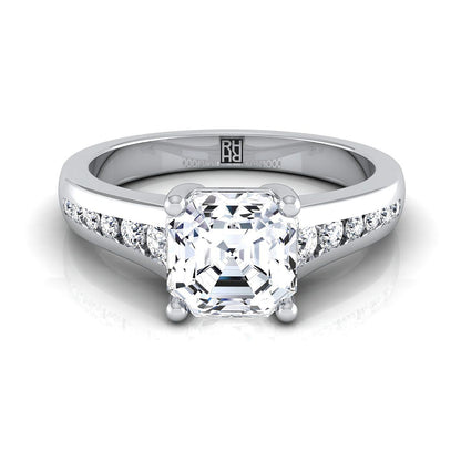 Contemporary Tapered Channel Asscher, in 18K White Gold | RockHer
