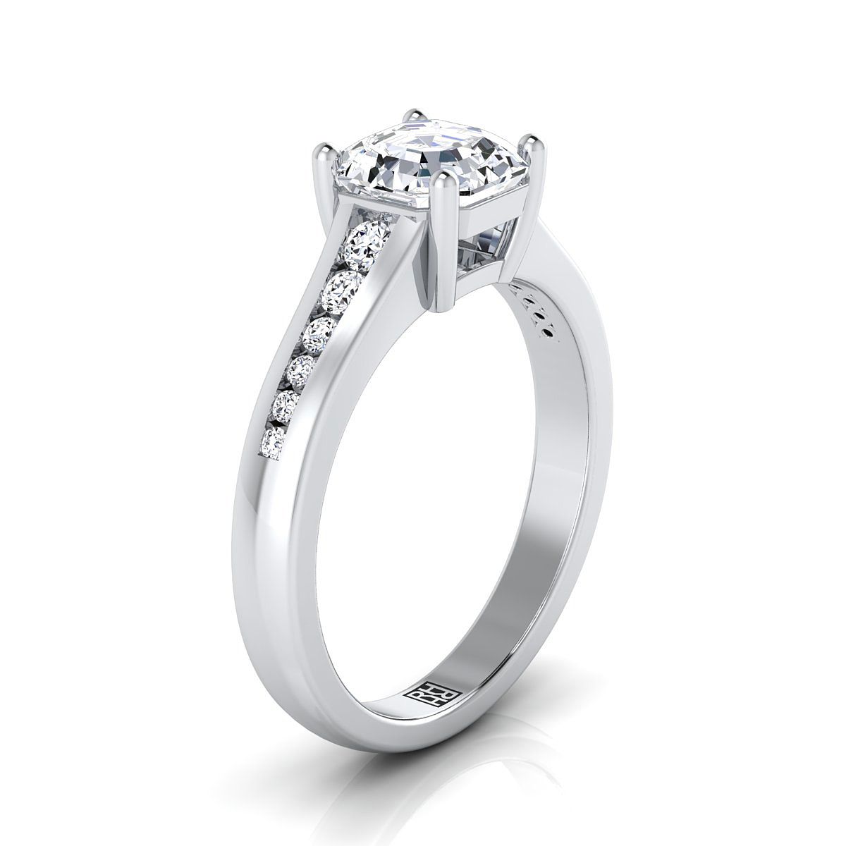 Select Channel Set Cut styling on The Stevie asscher engagement ring setting | RockHer