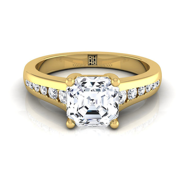 The Stevie Select Channel Set Asscher Cut Lab Diamond Engagement Ring in 18K Yellow Gold